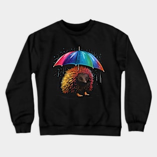 Echidna Rainy Day With Umbrella Crewneck Sweatshirt